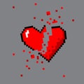 Broken pixel art heart for game Royalty Free Stock Photo