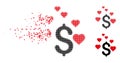 Broken Pixel Halftone Dollar Love Hearts Icon