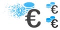 Broken Pixelated Halftone Euro Coins Icon