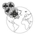 Broken planet with bitcoin