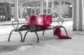 Broken plastic seats (selective color isolation) Royalty Free Stock Photo