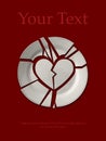 broken plate in the shape of a heart on solid color bac Royalty Free Stock Photo