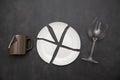 Broken Plate or broken water glass and dishes on black background concept of accidents in the kitchen is dangerous for the body Royalty Free Stock Photo