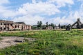 Broken Ploshcha 40-Yi Armiyi square in Trostyanets is overgrown with weeds Royalty Free Stock Photo