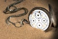 Broken Pocket Watch in the Sand Royalty Free Stock Photo