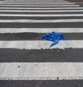 Police Tape, Law Enforcement Tape, Barricade Tape, Barrier Tape, Police Line in the Crosswalk Royalty Free Stock Photo