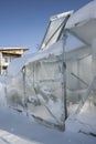 Broken polycarbonate greenhouse as a result of heavy snow