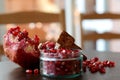 Broken Pomegranate, Seeds from Behind Royalty Free Stock Photo