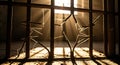 Broken Prison Bars with Sunlight Streaming Through, Symbolizing Freedom Royalty Free Stock Photo