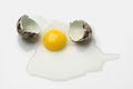 Broken quail egg with with shell and yolk Royalty Free Stock Photo