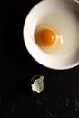 Broken Quail Egg Yolk. Fresh Organic Food Concept. Royalty Free Stock Photo