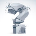 Broken Question Mark exploding, Query breaking to pieces, vector Royalty Free Stock Photo