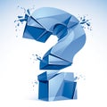 Broken Question Mark exploding, Query breaking to pieces, vector Royalty Free Stock Photo