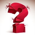 Broken Question Mark exploding, Query breaking to pieces, vector Royalty Free Stock Photo