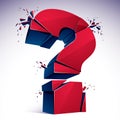 Broken Question Mark exploding, Query breaking to pieces, vector Royalty Free Stock Photo