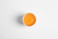 Broken raw chicken egg on white background Royalty Free Stock Photo