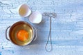 Broken raw egg in bowl Royalty Free Stock Photo