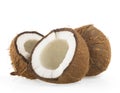Broken raw ripe coconut Royalty Free Stock Photo