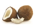 Broken raw ripe coconut Royalty Free Stock Photo