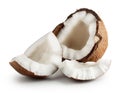 Broken raw ripe coconut Royalty Free Stock Photo