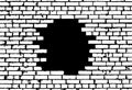 Broken realistic old white brick wall concept on black background