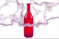 Broken red bottle with smoke isolated on white background Royalty Free Stock Photo