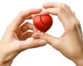 Broken red heart in hands Royalty Free Stock Photo