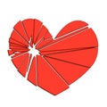 Broken red heart on a white background. Concept -divorce, Royalty Free Stock Photo