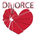 Broken red heart on a white background. Concept -divorce, separ