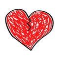 Broken red heart on a white background. Vector. Royalty Free Stock Photo