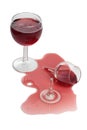 Broken red wine glass four Royalty Free Stock Photo