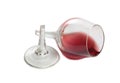 Broken red wine glass two Royalty Free Stock Photo