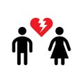 Broken relationship icon or divorce concept