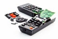 Broken remote control, smashed, broken and obsolete television control. technology used, technological waste Royalty Free Stock Photo