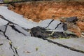 Broken road by an earthquake in Chiang Rai, thailand