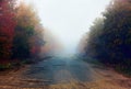 Broken road in fog Royalty Free Stock Photo