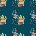 Broken robot and broken computer seamless pattern Royalty Free Stock Photo