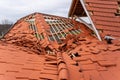 Broken roof after a storm