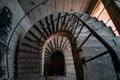 Broken ruined old staircase at abandoned house