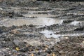 A broken rural country road after the rain. Royalty Free Stock Photo