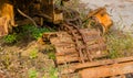 Broken and rusted bulldozer tracks