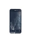 Broken screen smartphone isolated on white