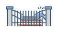 Broken Security Gate Icon, Access Breach Vulnerability, vector design Generative AI Royalty Free Stock Photo