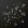 Broken shattered glass debris. Vector transparent Royalty Free Stock Photo