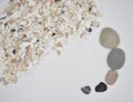 Broken shells and pebbles background Royalty Free Stock Photo