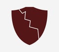 Broken shield icon illustrated Royalty Free Stock Photo