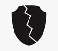Broken shield icon illustrated Royalty Free Stock Photo