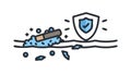 Broken Shield Icon Representing Failed Environmental Protection, Crisis, vector design Generative AI Royalty Free Stock Photo