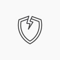 Broken shield icon vector Royalty Free Stock Photo