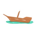 Broken ship icon cartoon vector. Old boat